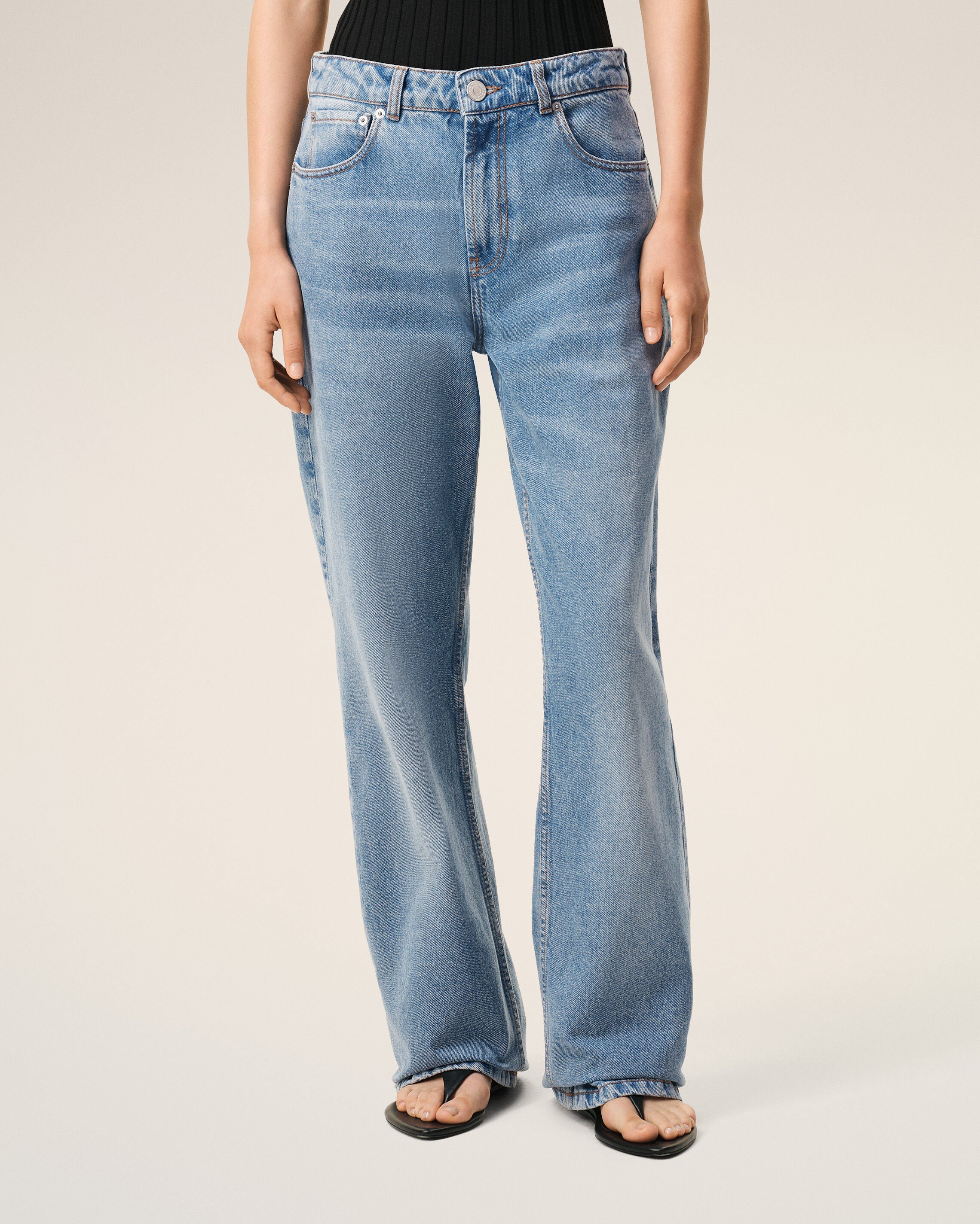 AmiParis Blue Cotton Large Fit Jeans Women's