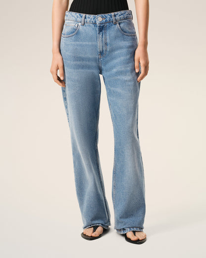 AmiParis Blue Cotton Large Fit Jeans Women's