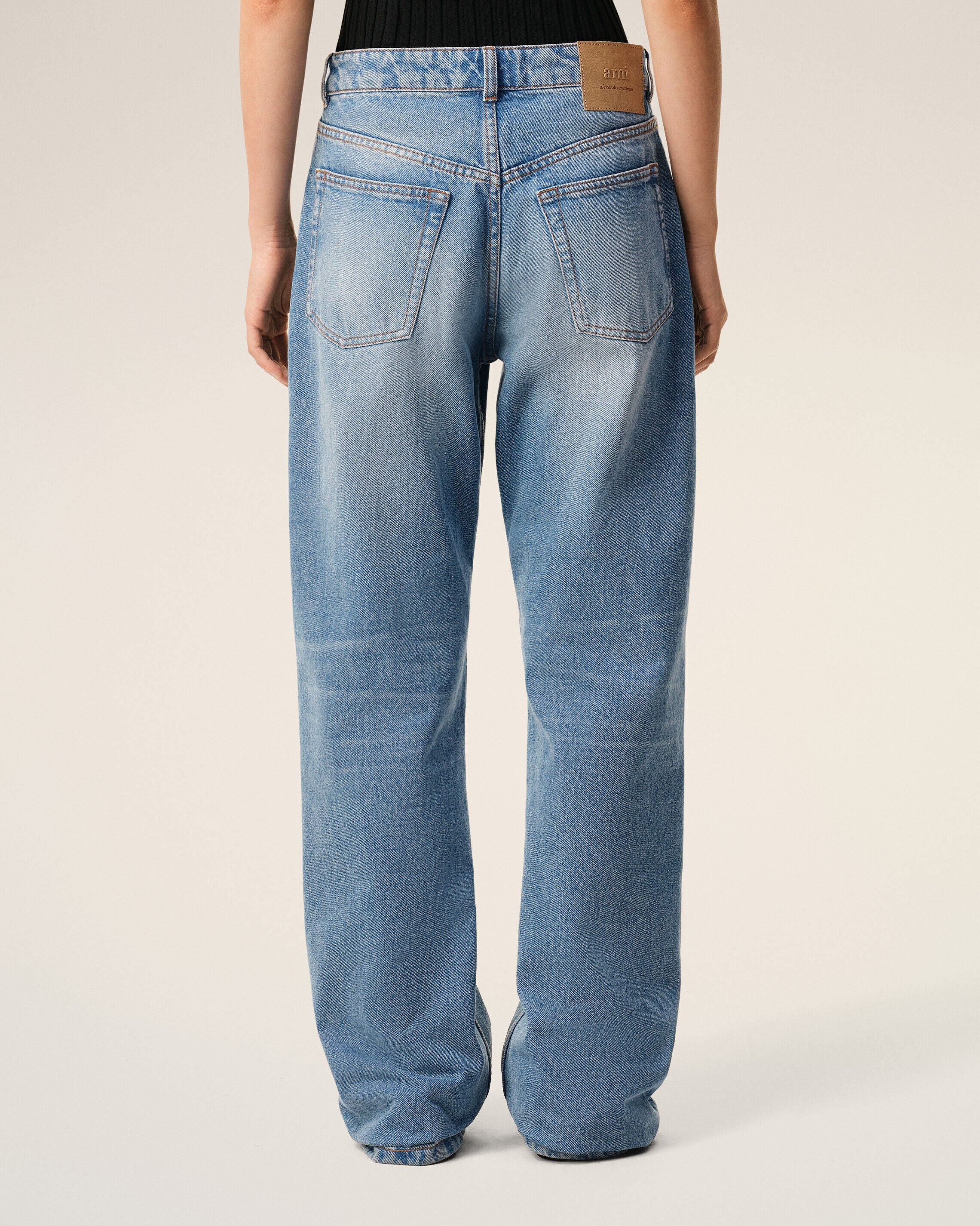 AmiParis Blue Cotton Large Fit Jeans Women's