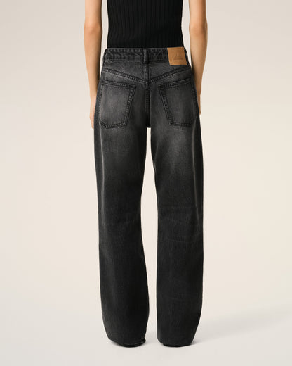 AmiParis Black Cotton Large Fit Jeans Women's