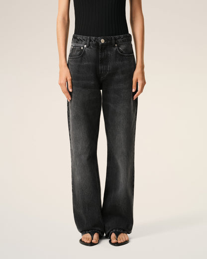 AmiParis Black Cotton Large Fit Jeans Women's