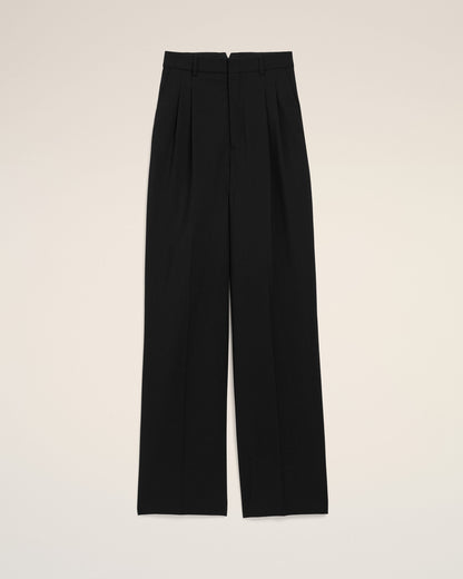 AmiParis Black New Wool High Waist Wide Trousers Women's