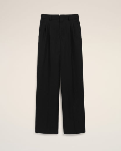 AmiParis Black New Wool Low Waist Wide Trousers Women's