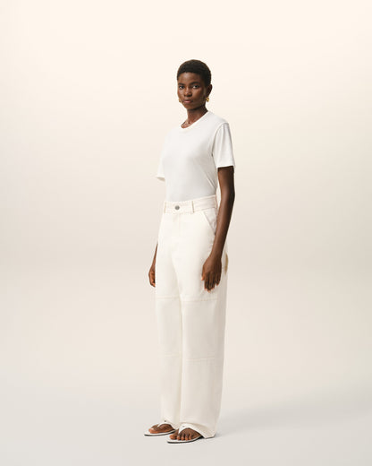 AmiParis White Cotton Worker Trousers Women's