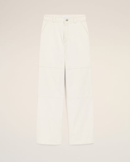 AmiParis White Cotton Worker Trousers Women's