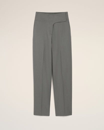 AmiParis Grey New Wool Wrapped Belted Trousers Women's