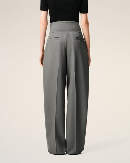 AmiParis Grey New Wool Wrapped Belted Trousers Women's