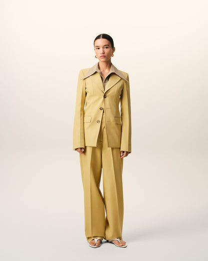 AmiParis Yellow New Wool Wrapped Belted Trousers Women's