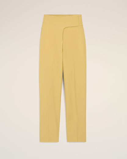 AmiParis Yellow New Wool Wrapped Belted Trousers Women's