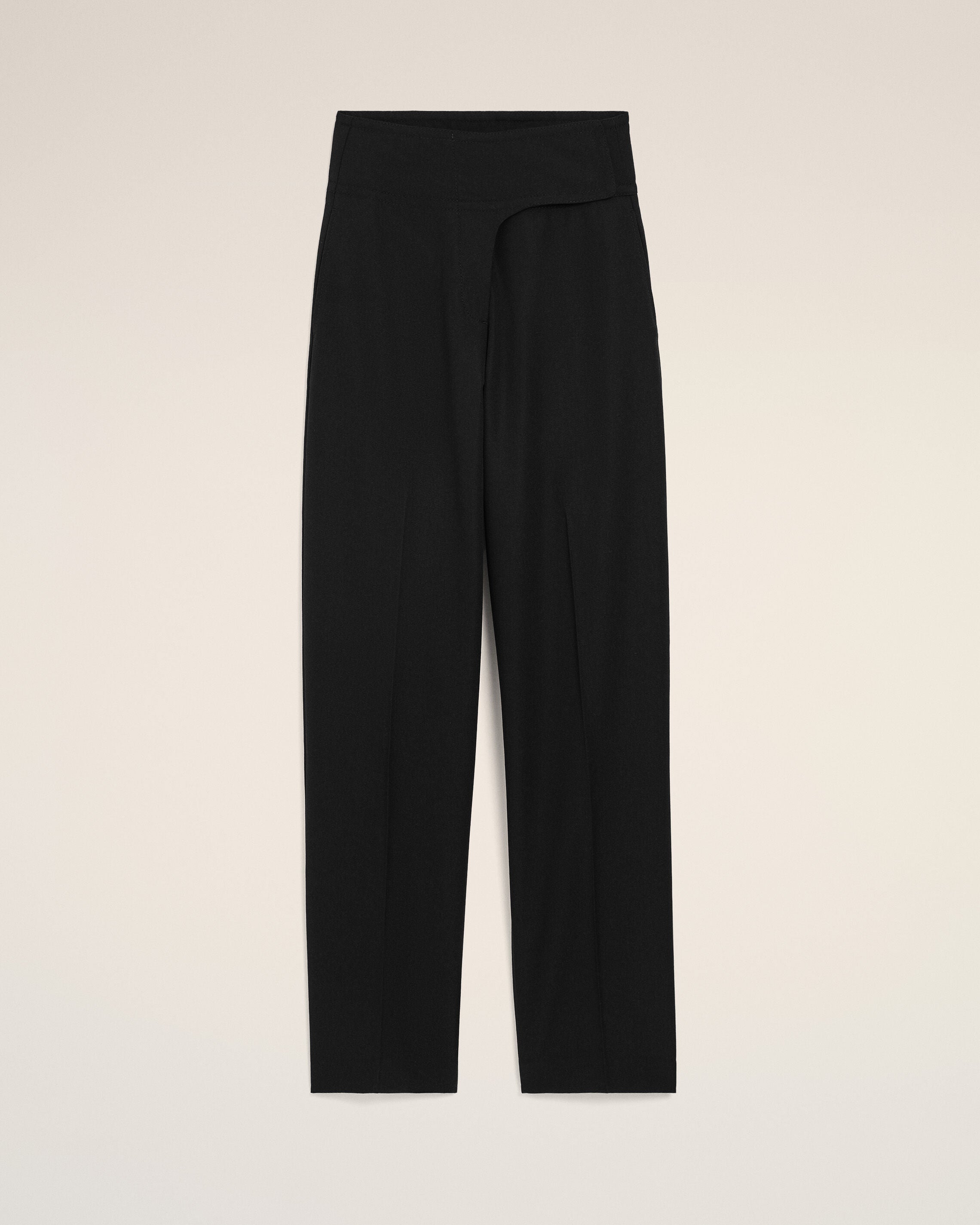 AmiParis Black New Wool Wrapped Belted Trousers Women's