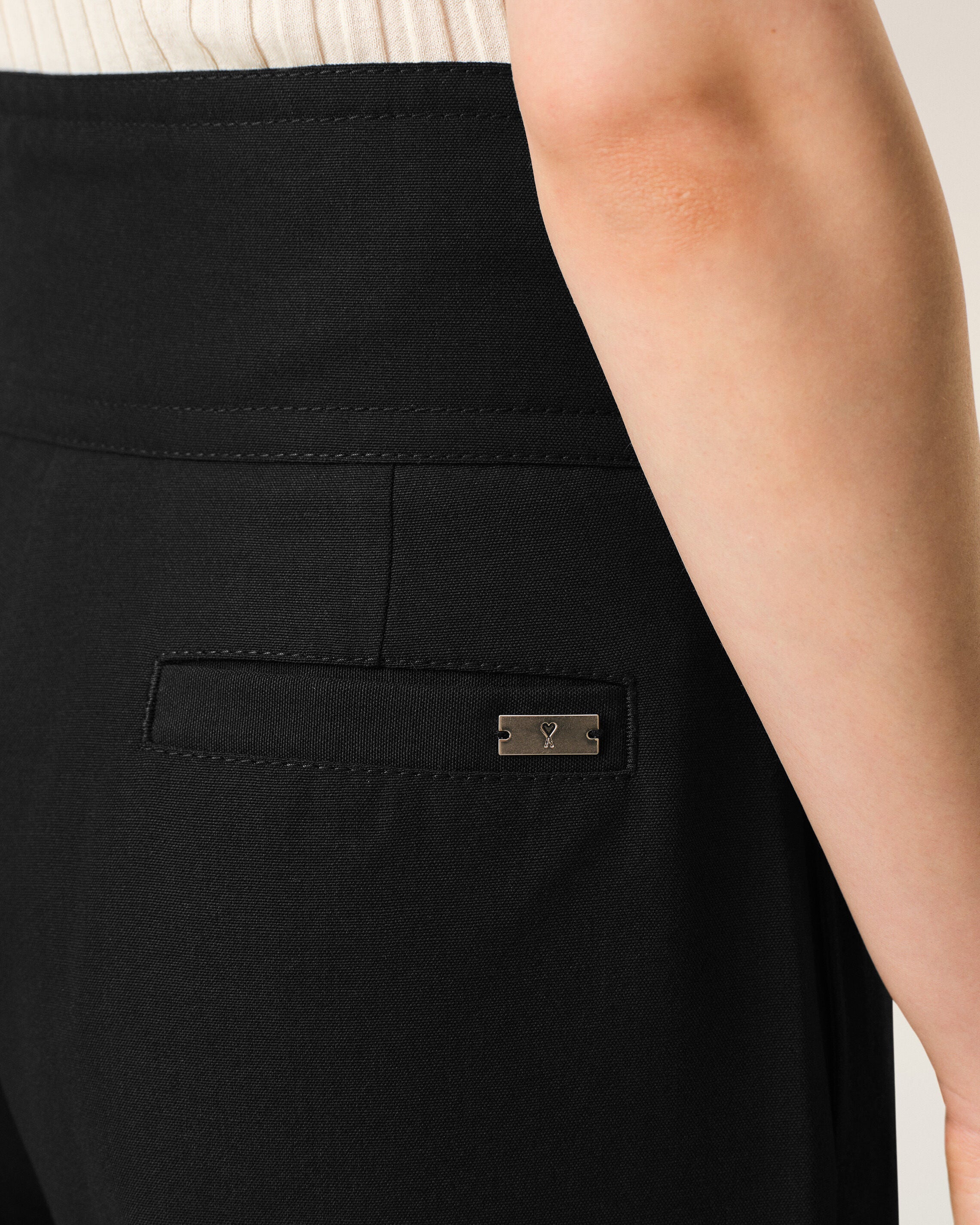 AmiParis Black New Wool Wrapped Belted Trousers Women's