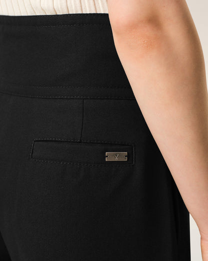 AmiParis Black New Wool Wrapped Belted Trousers Women's