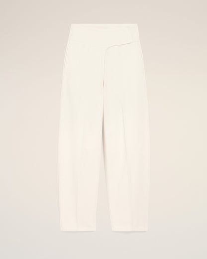 AmiParis White Cotton Wrapped Belted Ballon Fit Jeans Women's