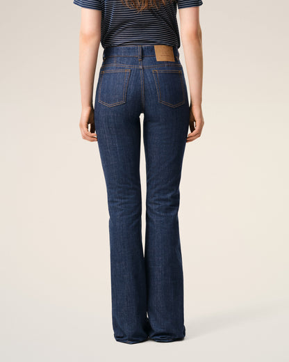 AmiParis Blue Cotton Bootcut Fit Jeans Women's