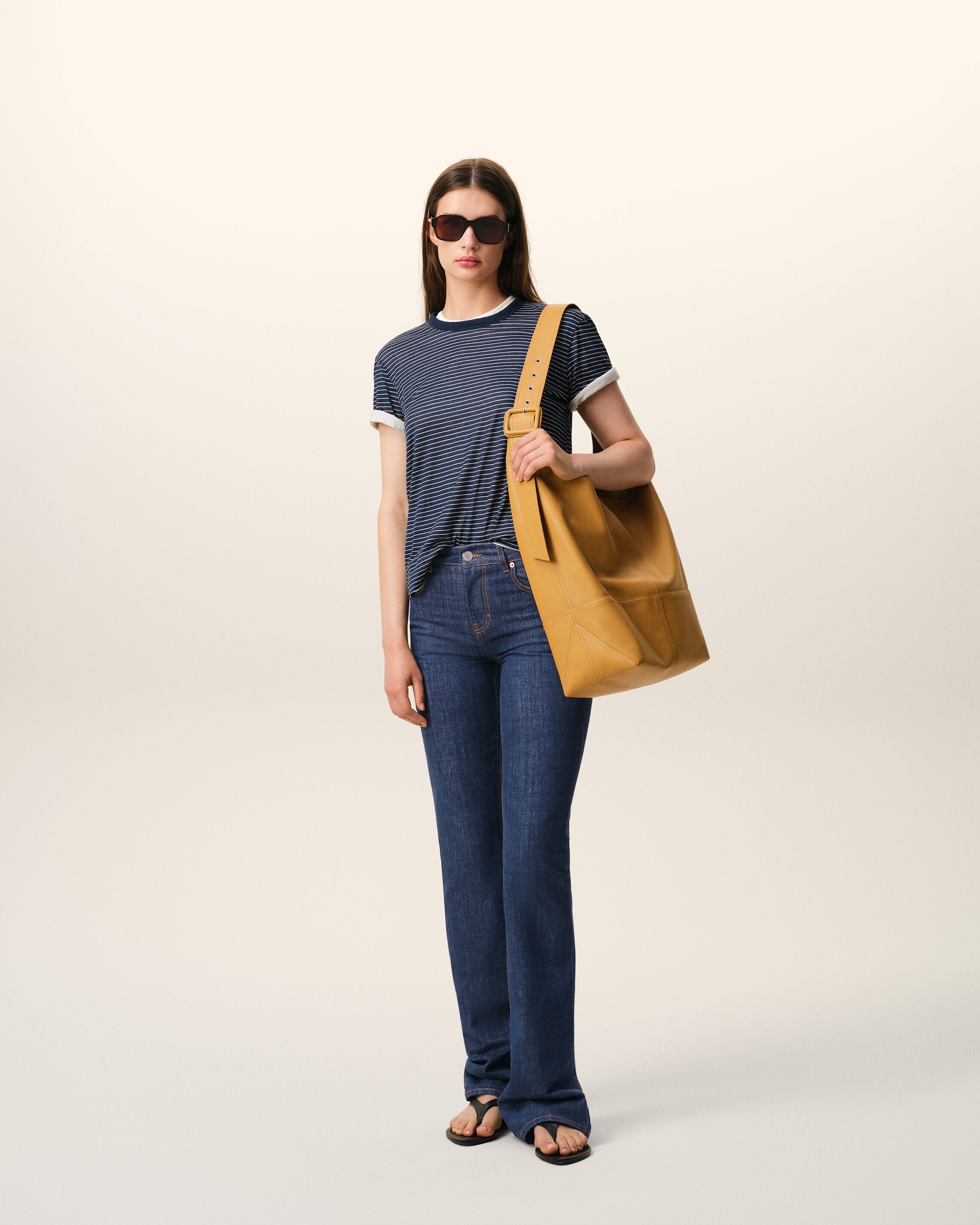 AmiParis Blue Cotton Bootcut Fit Jeans Women's
