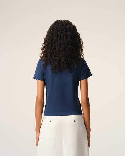 Blue Cotton Ami De Coeur Cropped Tshirt Women's