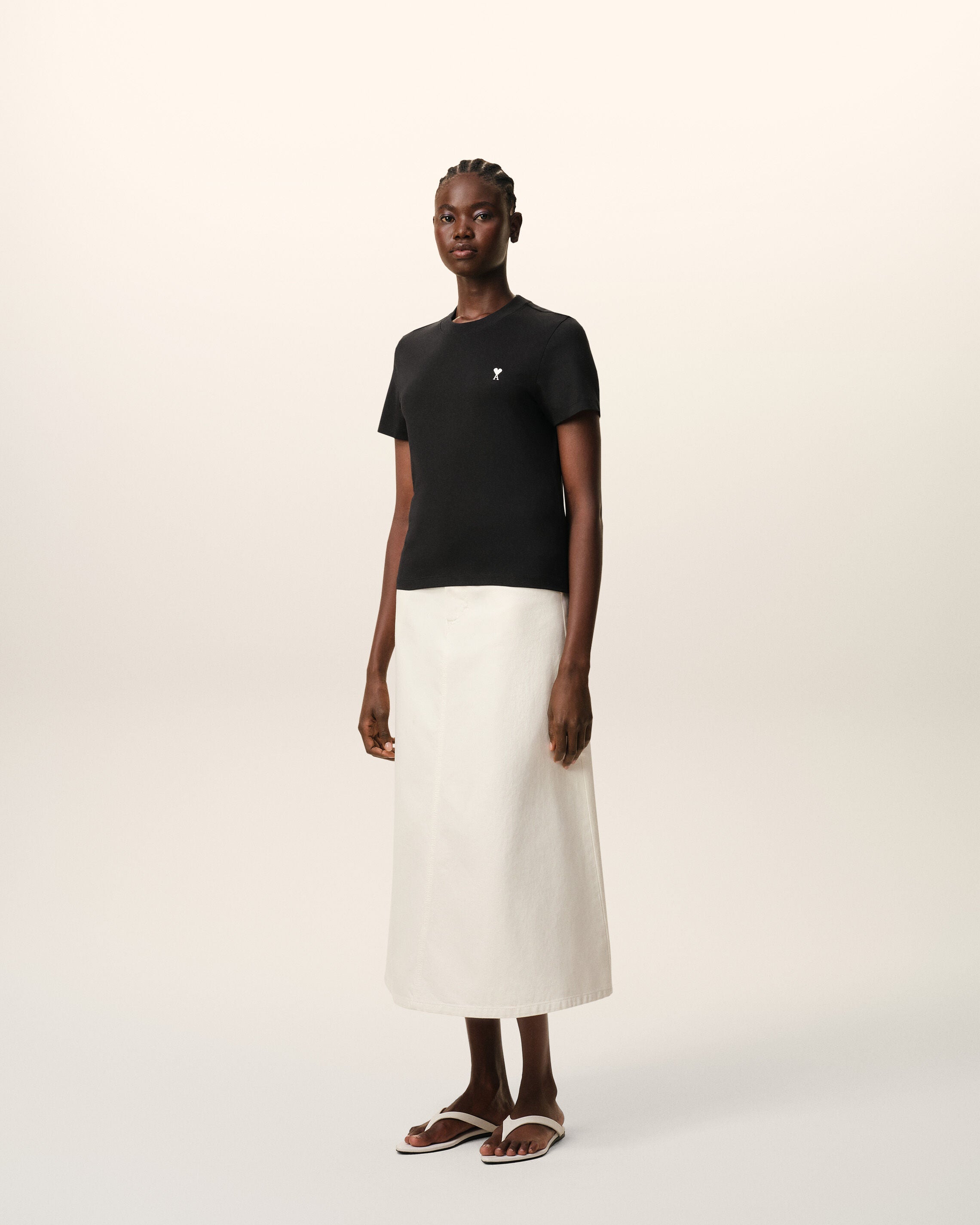 Black Cotton Ami De Coeur Cropped Tshirt Women's