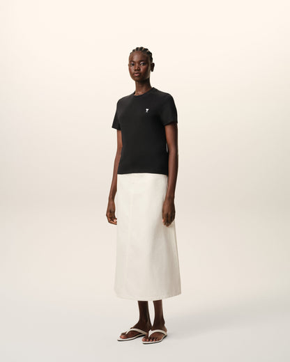 Black Cotton Ami De Coeur Cropped Tshirt Women's
