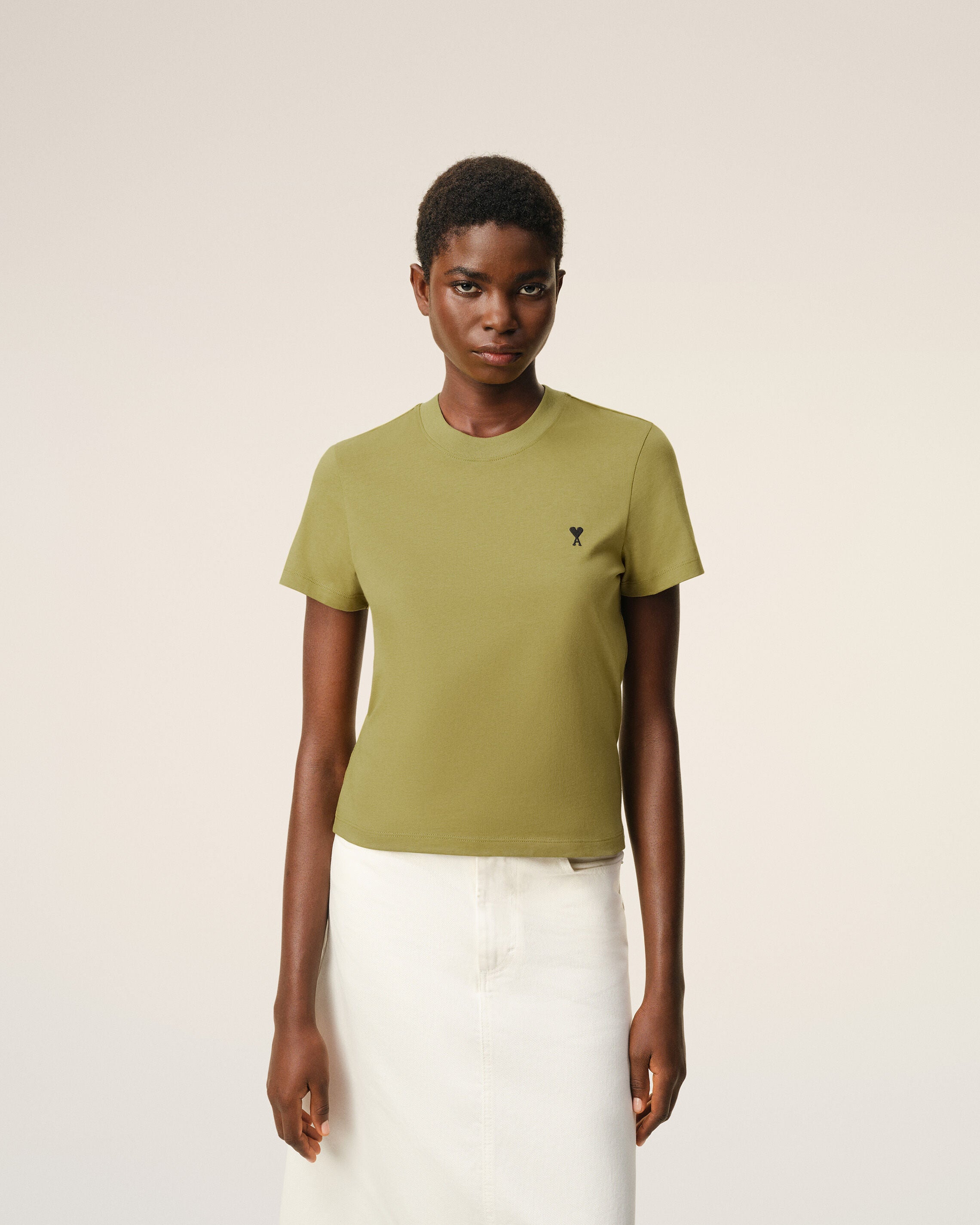 Green Cotton Ami De Coeur Cropped Tshirt Women's
