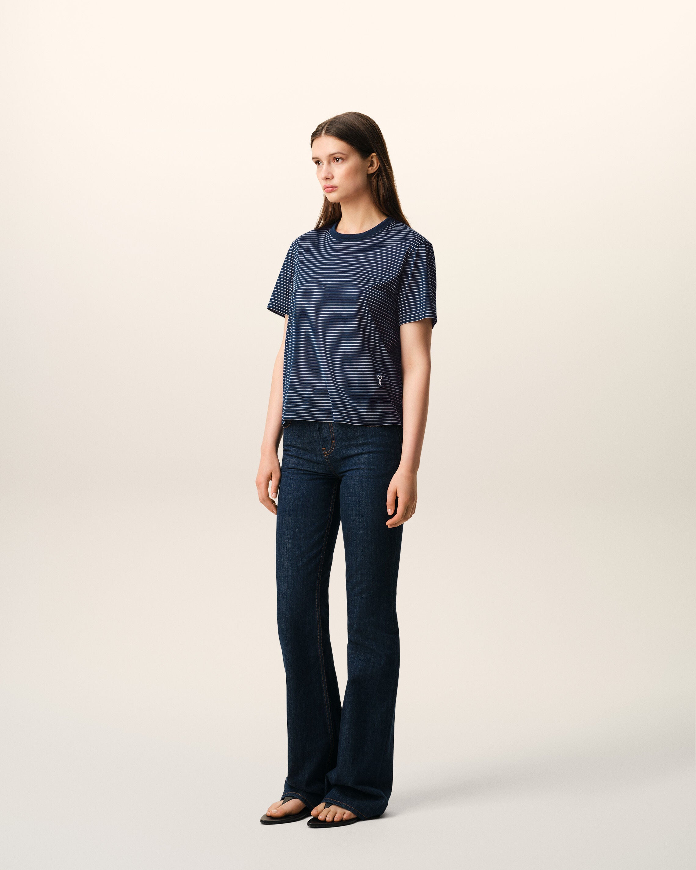 Blue Striped Cotton Ami De Coeur Tshirt Women's