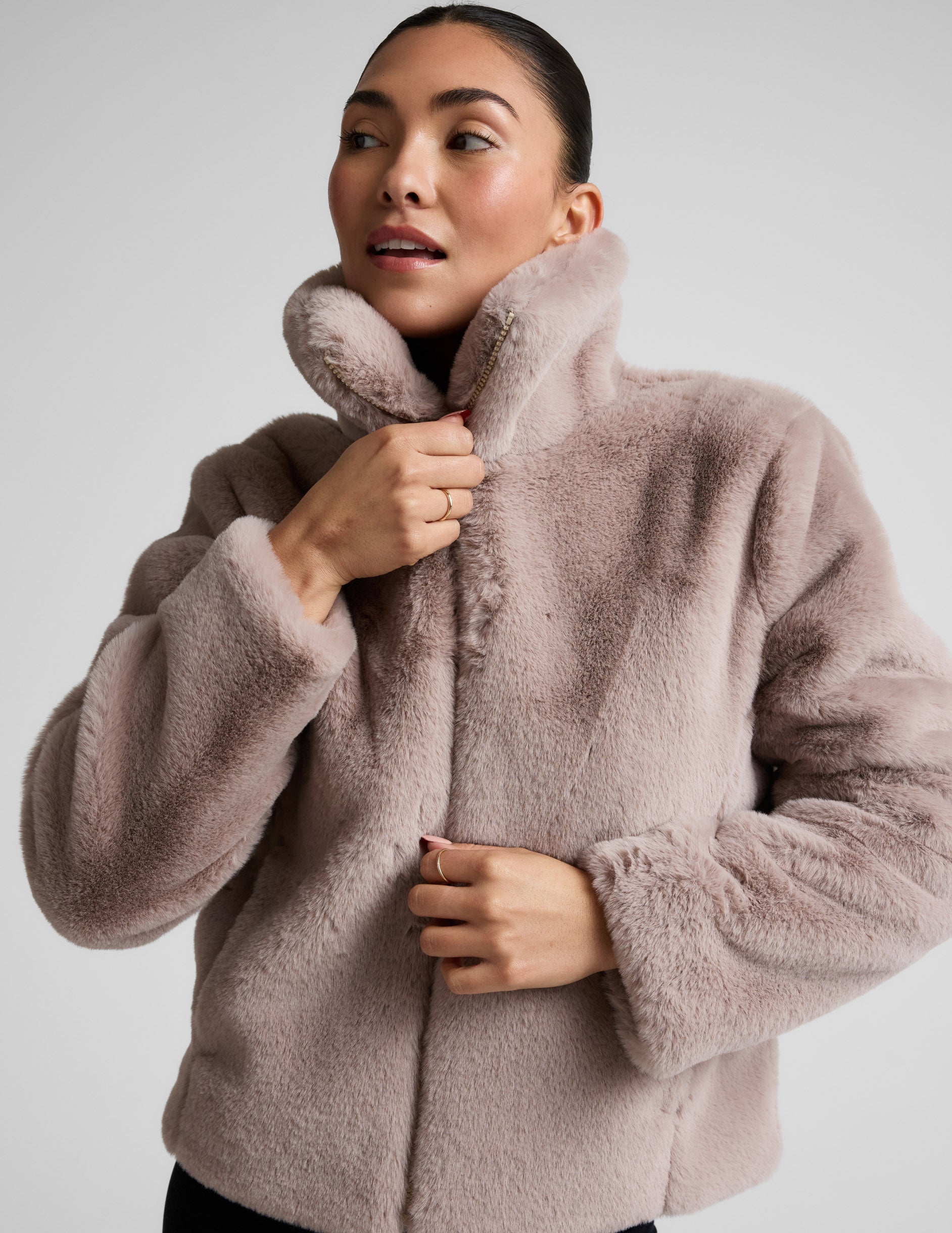 Beyond Yoga On The List Faux Fur Jacket Women's