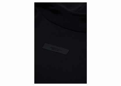 fear of god essentials chest logo hoodie jet black/jet black