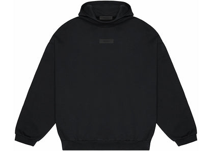 fear of god essentials chest logo hoodie jet black/jet black