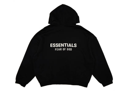 fear of god essentials fleece hoodie (fw24) black