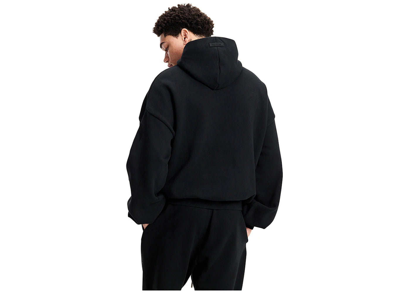 fear of god essentials arch logo hoodie jet black