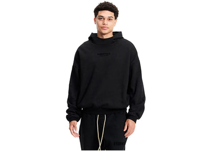 fear of god essentials hoodie jet black