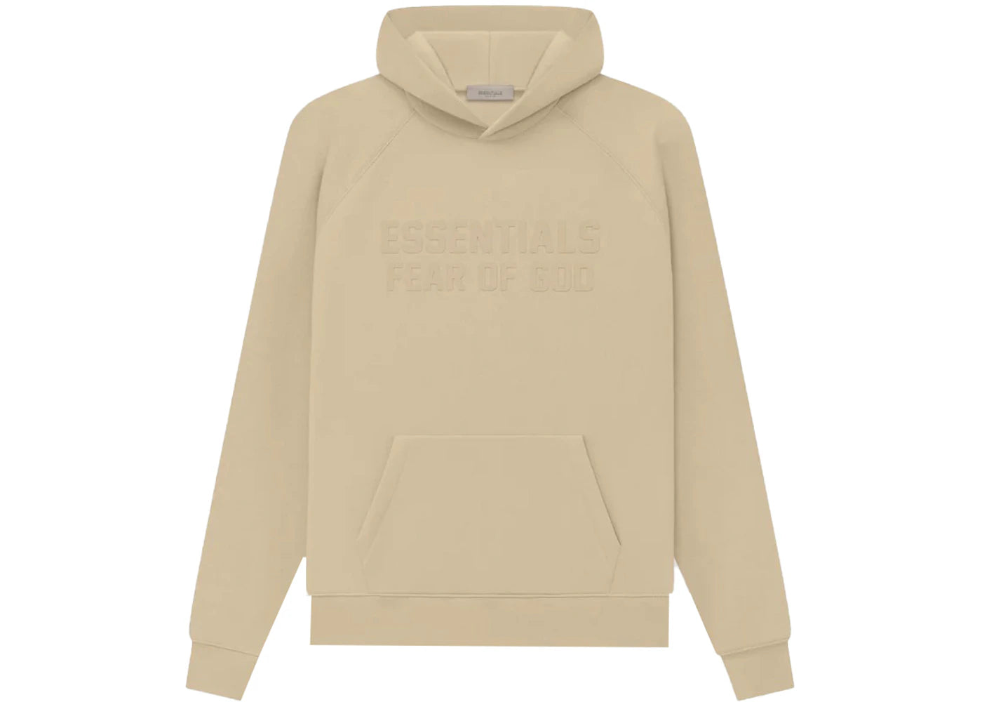 fear of god essentials hoodie sand