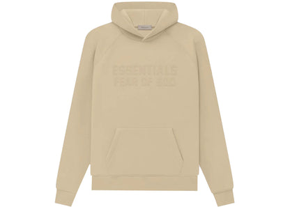 fear of god essentials hoodie sand