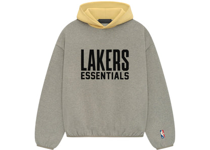 fear of god essentials lakers hoodie warm heather