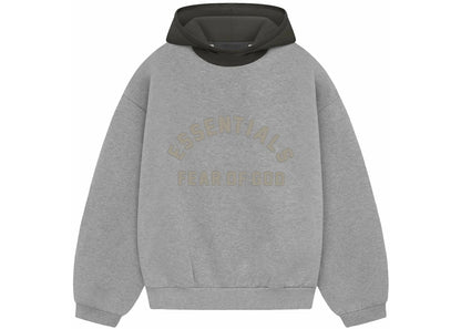 fear of god essentials nylon fleece hoodie dark heather oatmeal/ink