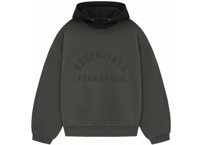 fear of god essentials nylon fleece hoodie ink/jet black