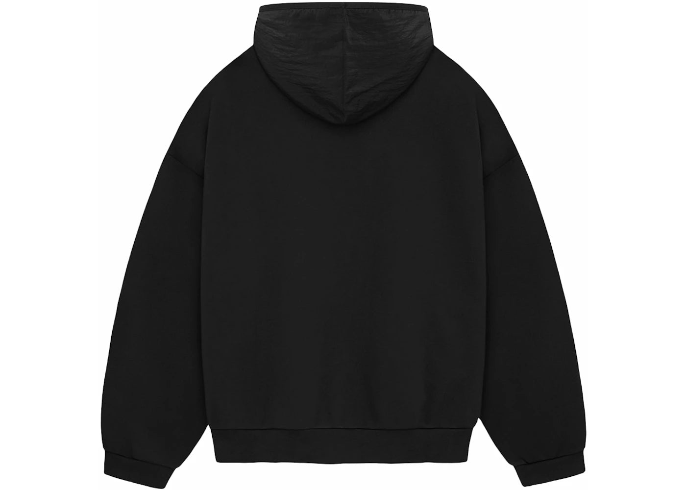 fear of god essentials nylon fleece hoodie jet black/jet black