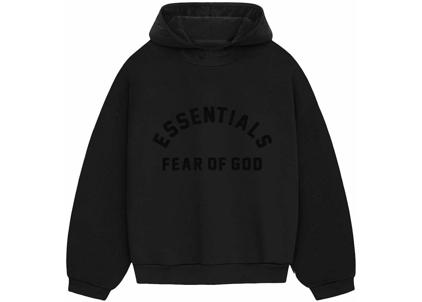fear of god essentials nylon fleece hoodie jet black/jet black