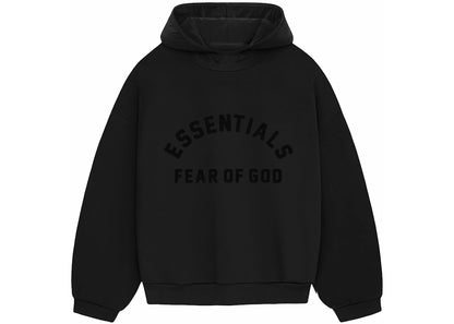 fear of god essentials nylon fleece hoodie jet black/jet black