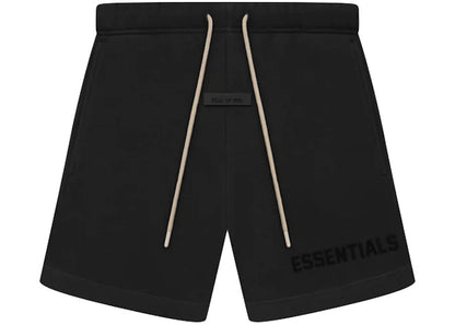 fear of god essentials cream drawstring sweatshort jet black