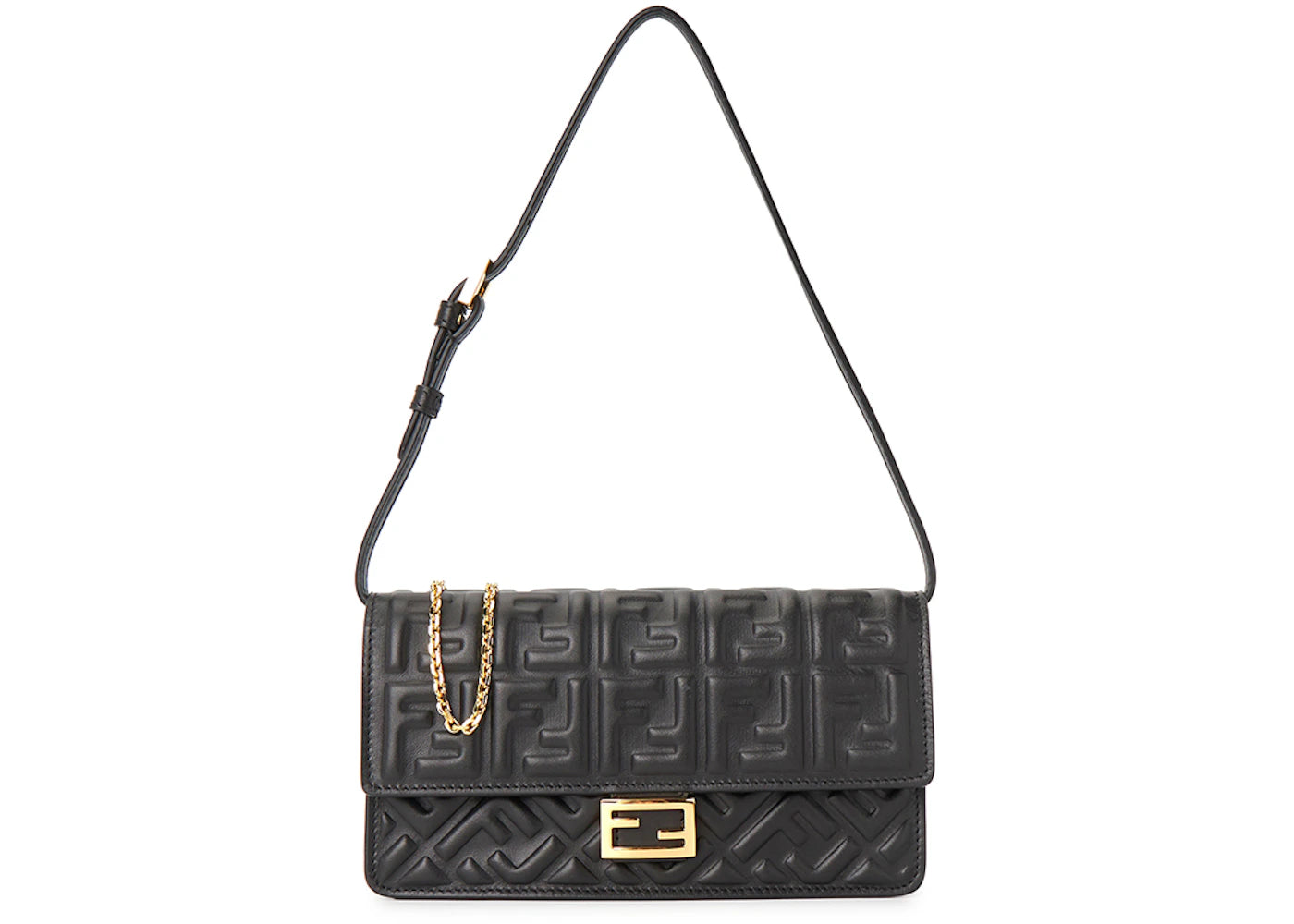Fendi Chain Baguette Bag Black