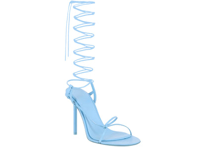 ferragamo azha x5 wrap tie heels blue (women's)
