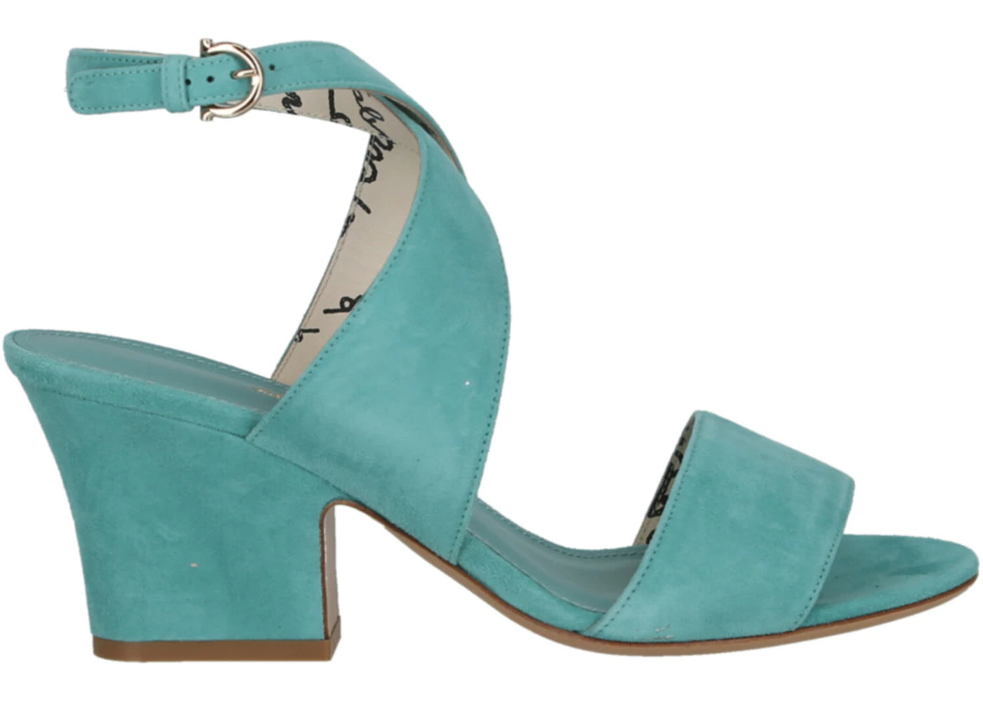 ferragamo cross strap heels blue (women's)