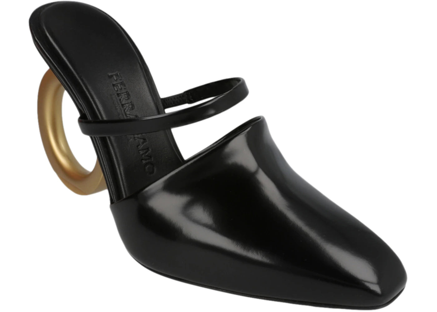 ferragamo elina gancini mule heels black (women's)