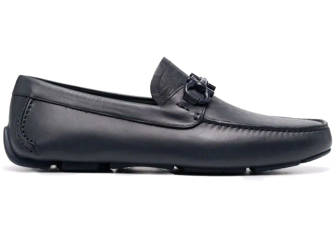 ferragamo embossed-logo leather loafers blue