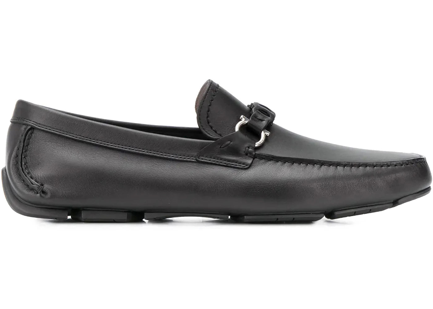 ferragamo gancini leather loafers black