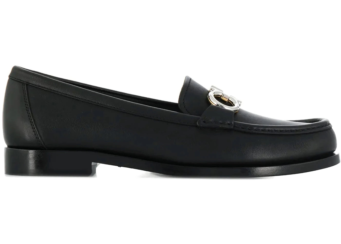 ferragamo gancini mocassin loafers black (women's)