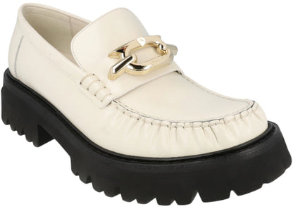 ferragamo ingrid leather loafers white (women's)