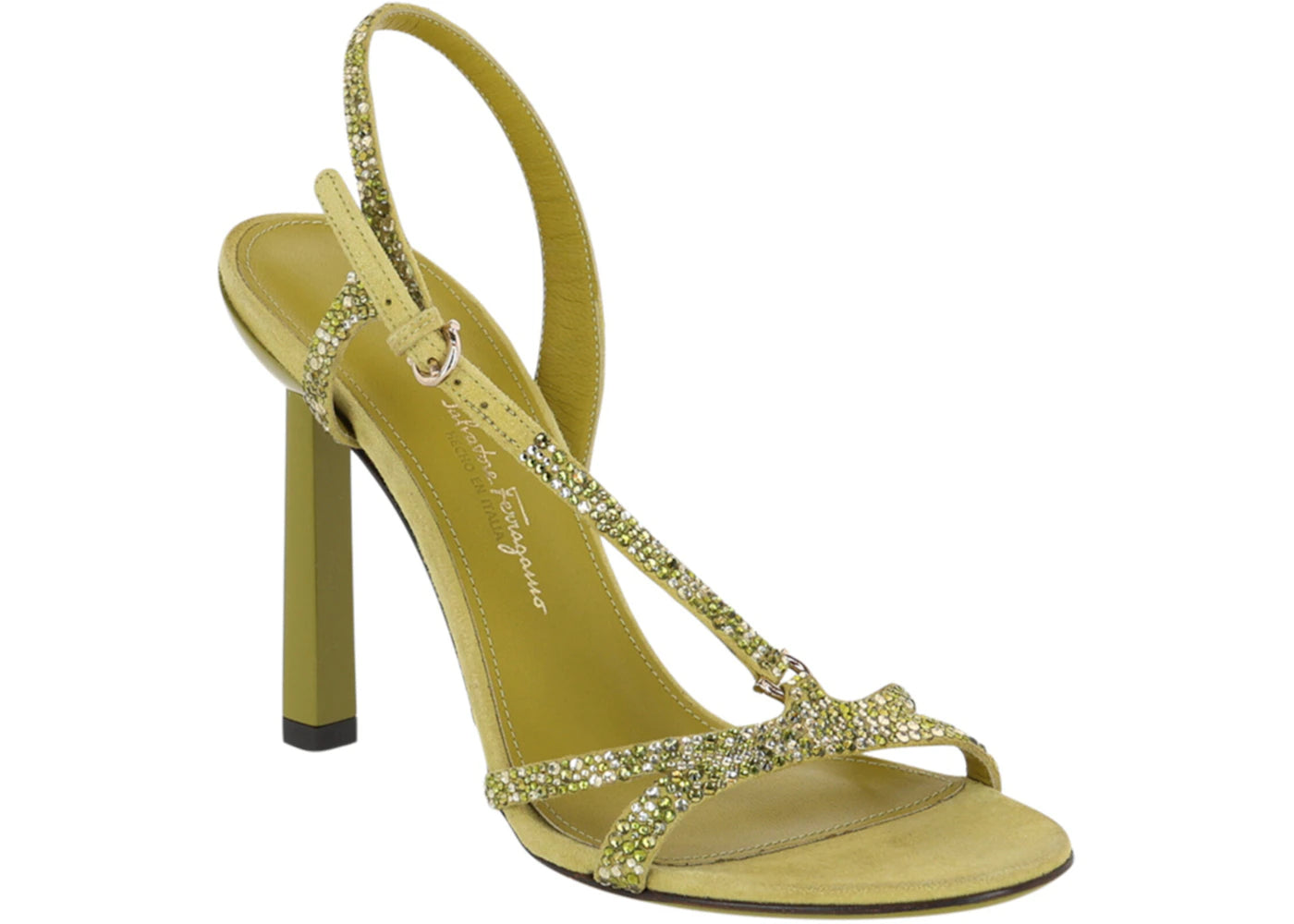 ferragamo jole x5 crystal embellished heels green (women's)