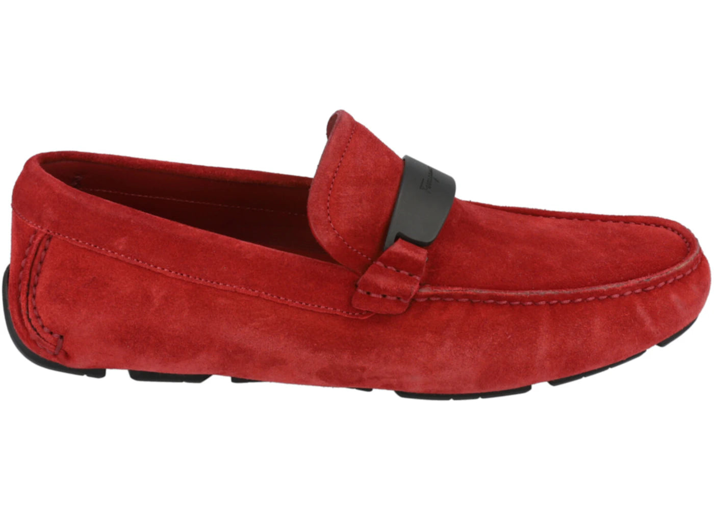 ferragamo switch suede drivers red
