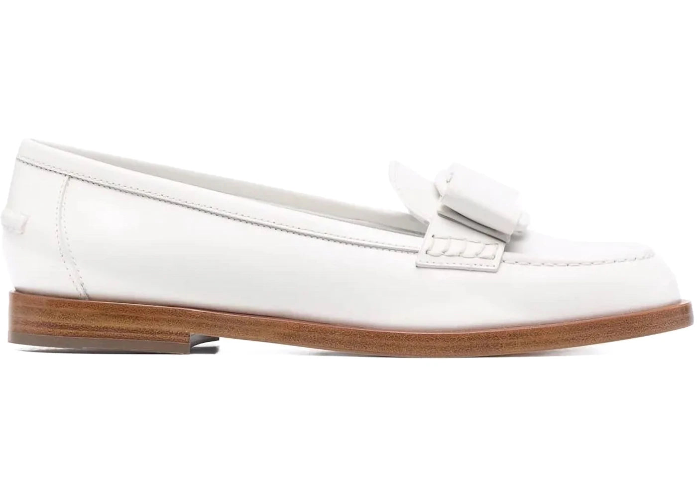 ferragamo viva bow-embellished loafers white (women's)